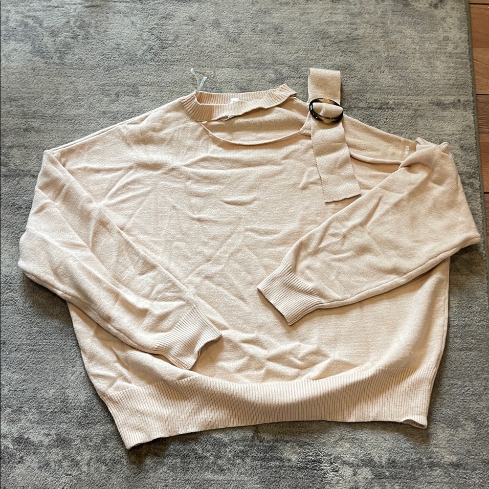 Cream Off-Shoulder Sweater